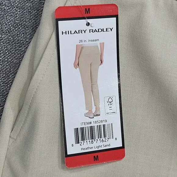 Hilary Radley Womens Pull On Dressy Pants with Pockets Medium Size Light Sand - Picture 7 of 9